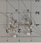 Vintage Sterling Silver and Freshwater Pearl Chandelier Earrings with clear crystal accents
