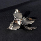 Vintage Sterling Silver Leaf Brooch with Freshwater Pearl – Signed 925 Theda