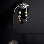 Vintage Sterling Silver Dangle Earrings with Cultured Pearls in Green, Champagne, and Bronze