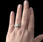 Vintage Cultured Pearl Rope Halo Sterling Silver Ring , Size 8.5