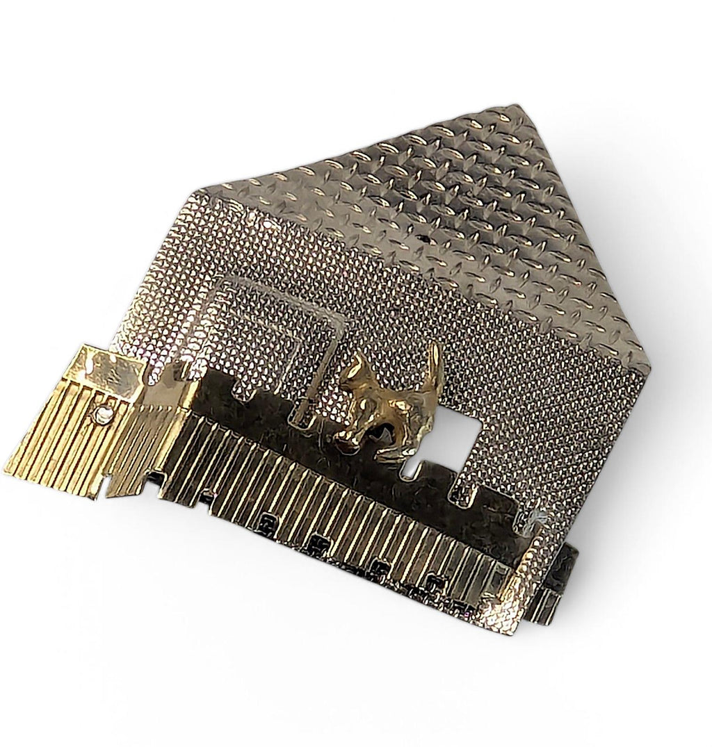 Vintage Sterling Silver House Brooch: Brass Cat, KDTR Artisan Jewelry