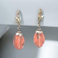 Vintage Sterling Silver Cherry Quartz Earrings – Pink Gemstone Dangle Earrings – Art Deco Style Jewelry