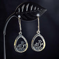 Vintage Sterling Silver Wildflower Teardrop Dangle Earrings, Floral Cutout