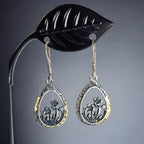 Vintage Sterling Silver Wildflower Teardrop Dangle Earrings, Floral Cutout