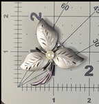 Vintage Sterling Silver Leaf Brooch with Freshwater Pearl – Signed 925 Theda