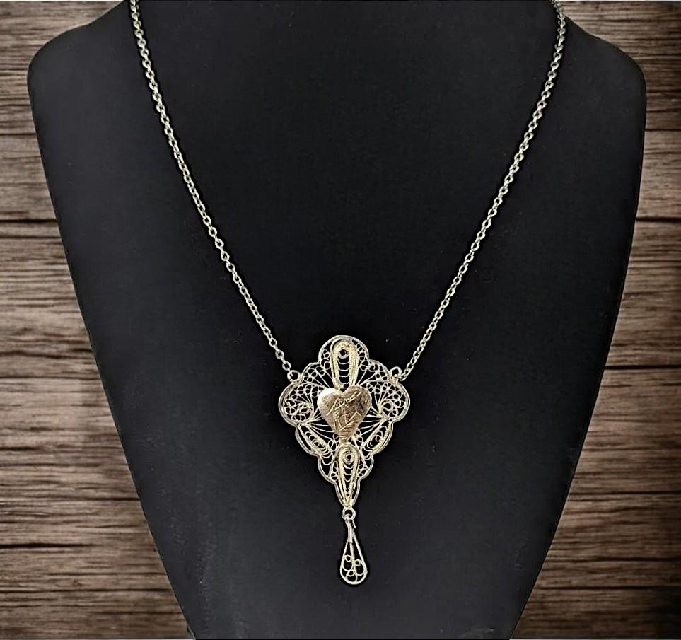 Vintage Egyptian Revival Sterling Silver Pendant: Camel, Pyramid, Filigree - 1930s-40s