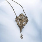 Vintage Egyptian Revival Sterling Silver Pendant: Camel, Pyramid, Filigree - 1930s-40s