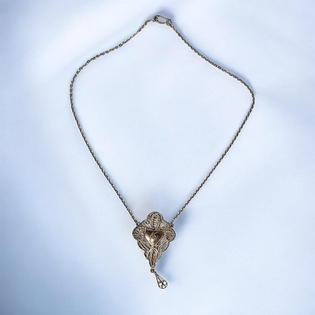 Vintage Egyptian Revival Sterling Silver Pendant: Camel, Pyramid, Filigree - 1930s-40s