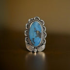 Vintage Sterling Silver Turquoise Ring, Southwestern Style, Natural Oval Stone, Size 6