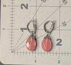 Vintage Sterling Silver Cherry Quartz Earrings – Pink Gemstone Dangle Earrings – Art Deco Style Jewelry