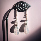 Sterling Silver Rose Quartz Drop Earrings – Vintage Gemstone Dangle Jewelry