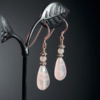 Sterling Silver Rose Quartz Drop Earrings – Vintage Gemstone Dangle Jewelry