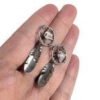 Vintage Navajo Sterling Silver Feather Dangle Earrings by Ernest Rangel, 1.75"