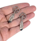 Vintage Navajo Sterling Silver Feather Dangle Earrings by Ernest Rangel, 1.75"