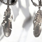 Vintage Navajo Sterling Silver Feather Dangle Earrings by Ernest Rangel, 1.75"