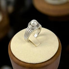 Vintage Cultured Pearl Rope Halo Sterling Silver Ring , Size 8.5