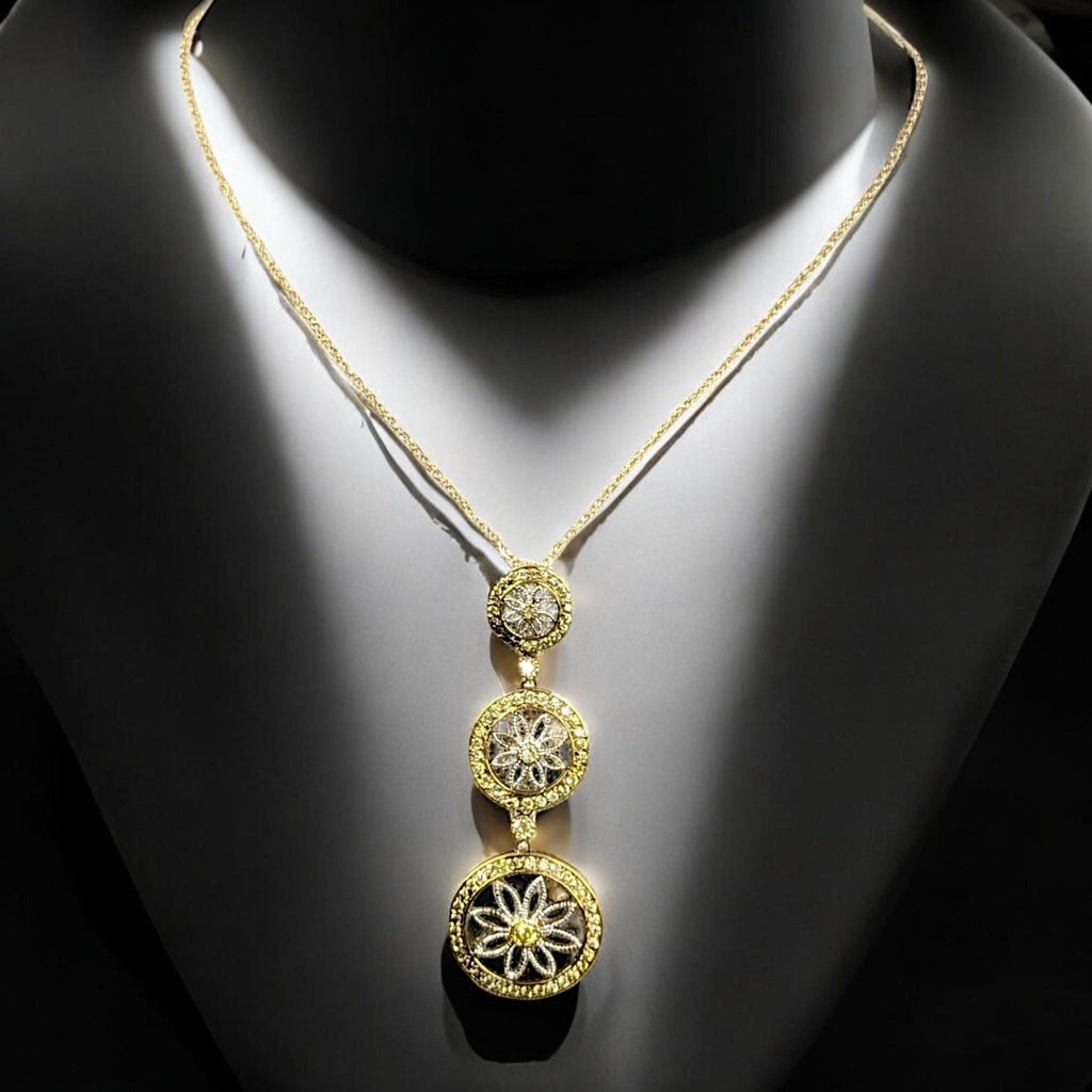 Sterling Silver Gold Overlay Peridot Stone Flower Pendant Necklace