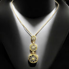 Sterling Silver Gold Overlay Peridot Stone Flower Pendant Necklace