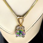 Mystic Topaz Pendant: Gold Over Sterling Silver, Diamond Accent, 18" Chain