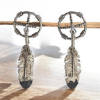 Vintage Navajo Sterling Silver Feather Dangle Earrings by Ernest Rangel, 1.75"