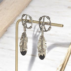 Vintage Navajo Sterling Silver Feather Dangle Earrings by Ernest Rangel, 1.75"