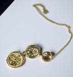 Sterling Silver Gold Overlay Peridot Stone Flower Pendant Necklace