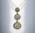 Sterling Silver Gold Overlay Peridot Stone Flower Pendant Necklace