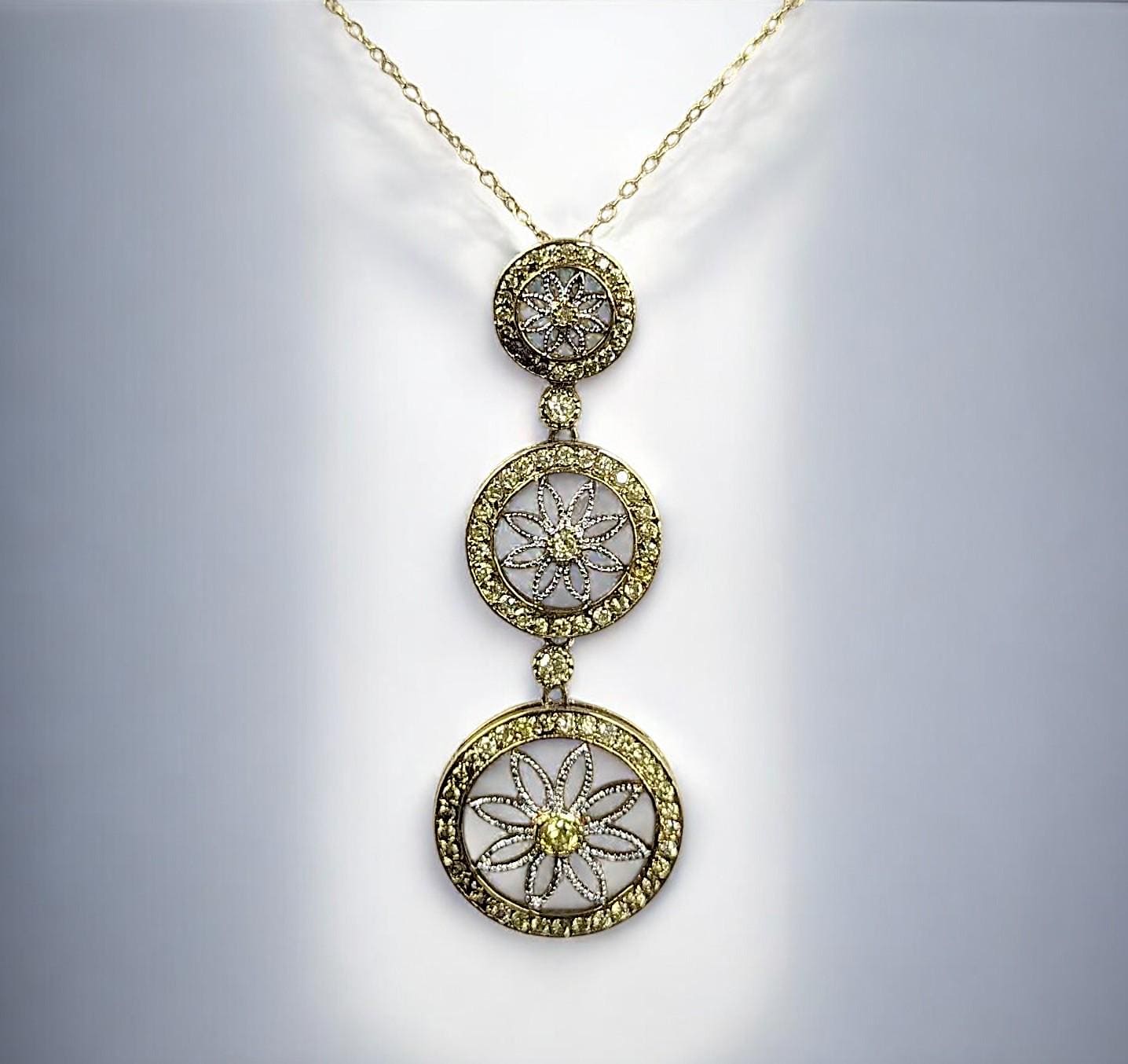 Sterling Silver Gold Overlay Peridot Stone Flower Pendant Necklace