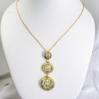 Sterling Silver Gold Overlay Peridot Stone Flower Pendant Necklace