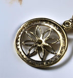 Sterling Silver Gold Overlay Peridot Stone Flower Pendant Necklace