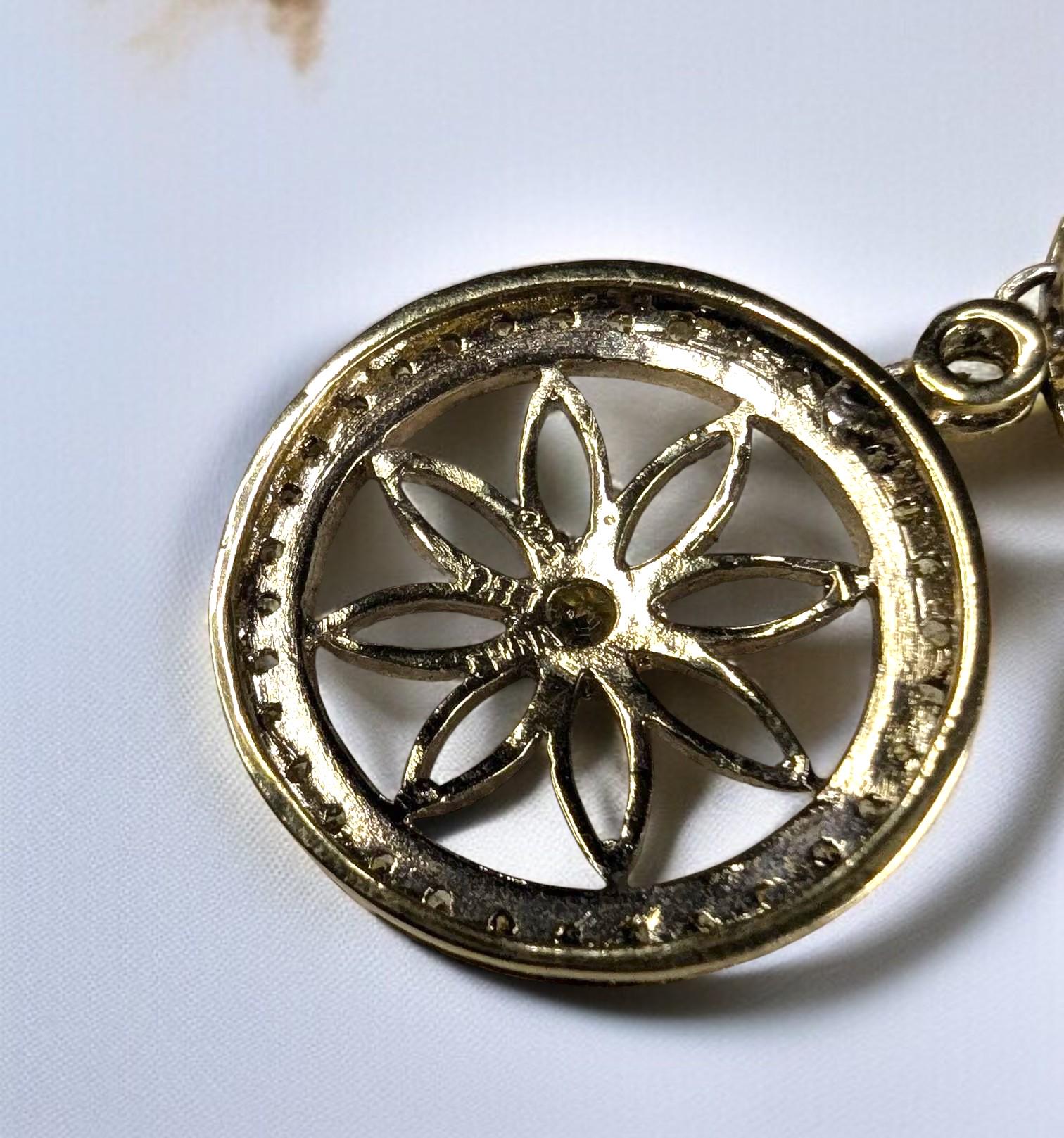 Sterling Silver Gold Overlay Peridot Stone Flower Pendant Necklace