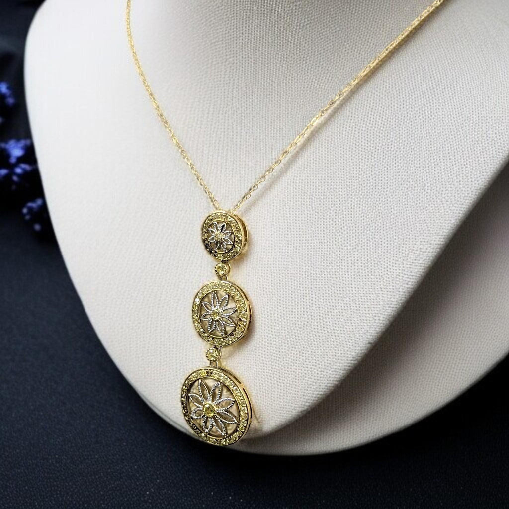 Sterling Silver Gold Overlay Peridot Stone Flower Pendant Necklace