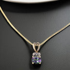 Mystic Topaz Pendant: Gold Over Sterling Silver, Diamond Accent, 18" Chain