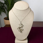 Vintage Sterling Silver Dancing Dragon Pendant Necklace: Gold Vermeil, 20" Chain
