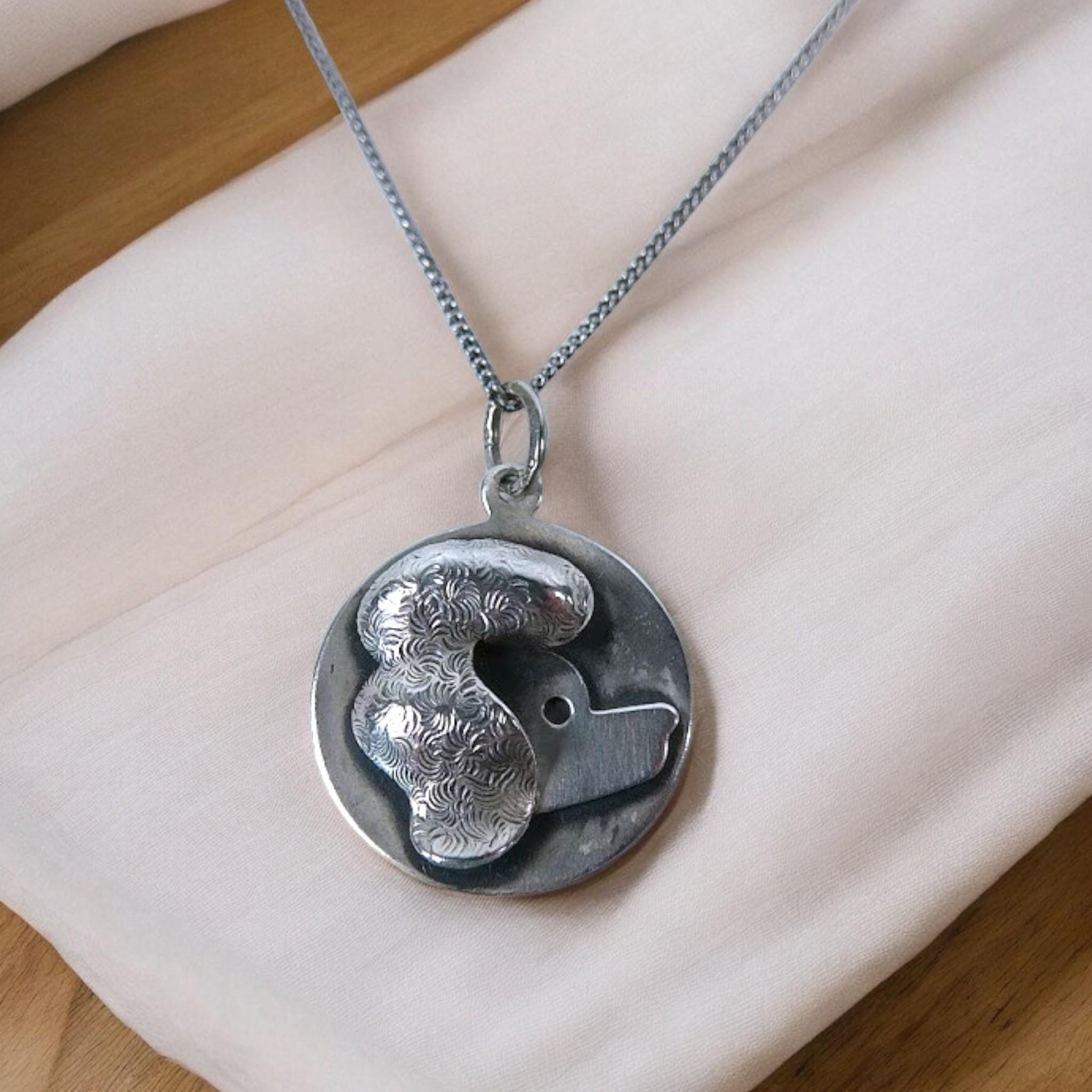 Vintage Beaucraft Sterling Silver Poodle Pendant Necklace: Mid-Century Dog Jewelry