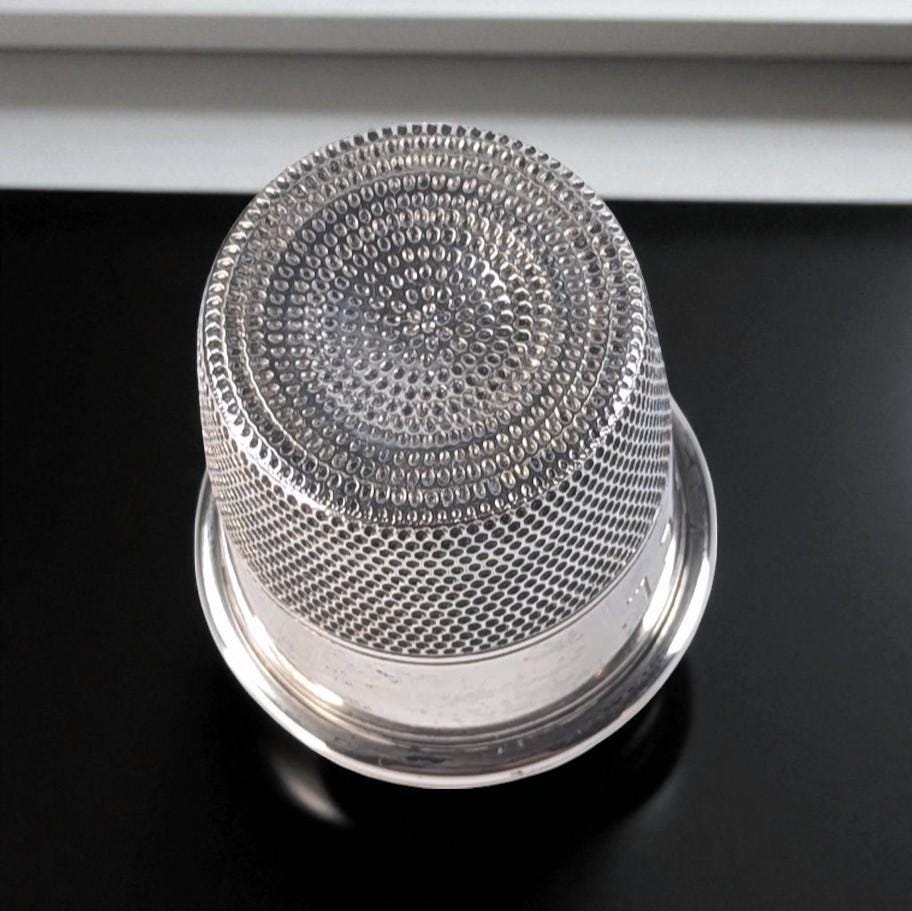 Vintage Sterling Silver Thimble Shot Glass – Fisher Sterling #2 – Monogram BCL – Mid-Century Novelty Barware