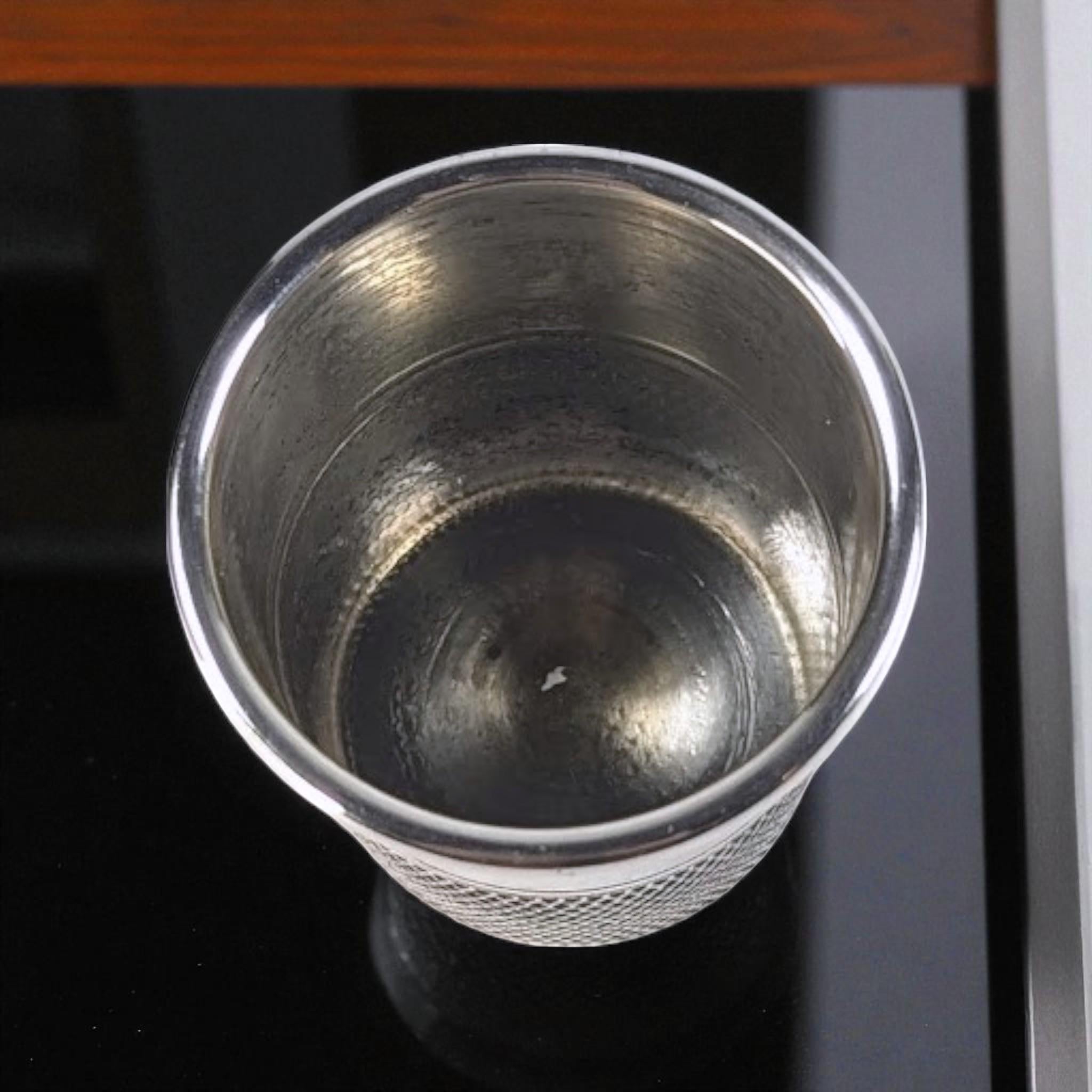 Vintage Sterling Silver Thimble Shot Glass – Fisher Sterling #2 – Monogram BCL – Mid-Century Novelty Barware