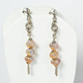 Iridescent Pink Czech Glass Dangle Earrings - Sterling Silver Statement Jewelry