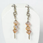 Iridescent Pink Czech Glass Dangle Earrings - Sterling Silver Statement Jewelry
