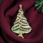 Vintage JJ Christmas Tree Brooch with Rhinestone Garland, Copyright Mark