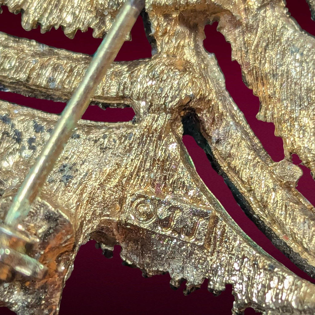 Vintage JJ Christmas Tree Brooch with Rhinestone Garland, Copyright Mark