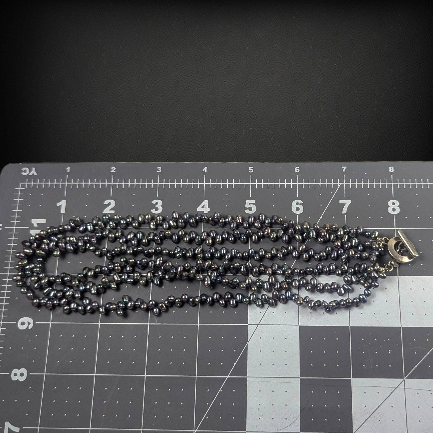 Carolee 3 Strand Peacock Freshwater Pearl Choker Necklace Sterling Silver 16"