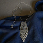 Vintage Israeli Sterling Silver & Tiger's Eye Pendant Brooch on Italian Chain