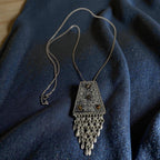 Vintage Israeli Sterling Silver & Tiger's Eye Pendant Brooch on Italian Chain