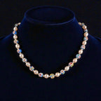 Vintage Estate Cloisonné & Pearl Necklace, 14K Gold Spacers, Marked 585