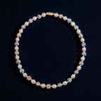 Vintage Estate Cloisonné & Pearl Necklace, 14K Gold Spacers, Marked 585