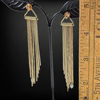 Vintage 14K Gold Fringe Chandelier Earrings Pearl Accents 11.1 Grams
