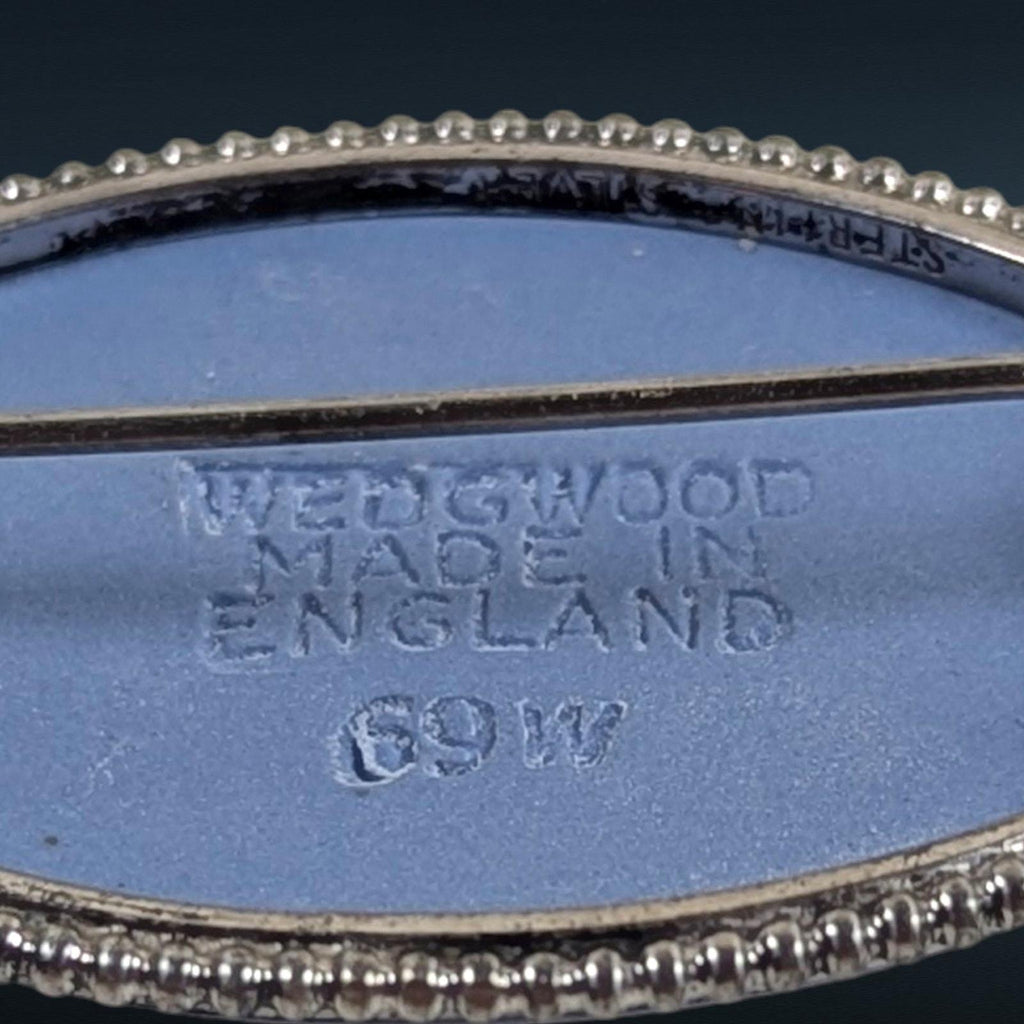 Sterling Silver Wedgwood Blue Jasperware Cameo Brooch, Dated 1969