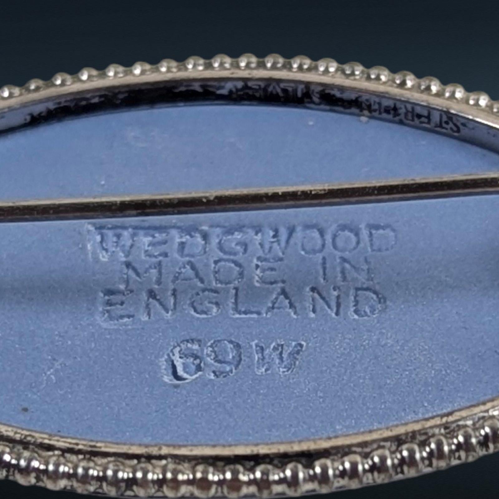 Sterling Silver Wedgwood Blue Jasperware Cameo Brooch, Dated 1969