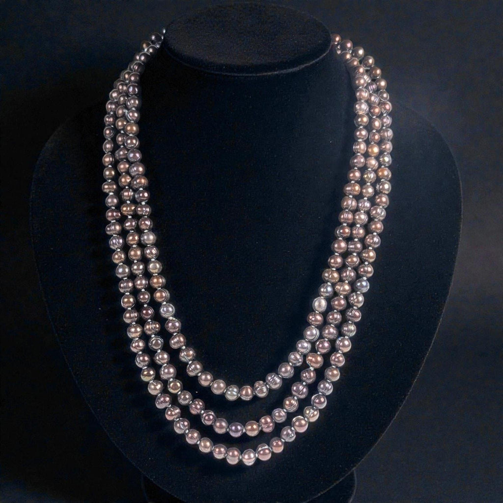 Vintage Chocolate Freshwater Pearl Necklace, 60"